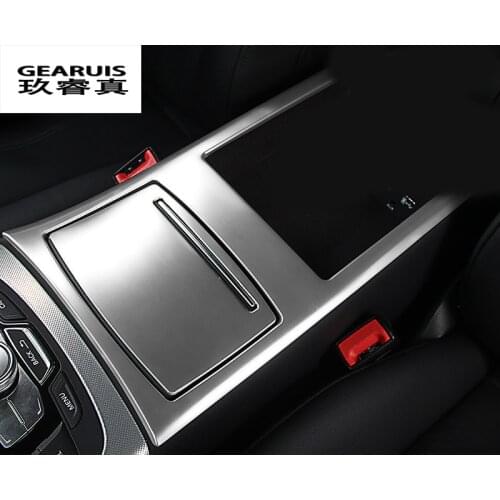 Car styling water cup panel cover trim strip control armrest storage box decoration frame stainless steel For Audi A6 C7 A7