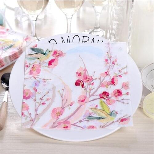 Wedding Supplies 20Pcs 2-Layer Casamento Flowers Wedding Paper Napkins For Wedding Party Home Decoration Fiestas