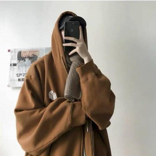 Harajuku oversized hoodies mens womens sweatshirt 2020autumn winter Korean new plus velvet thick hip-hop loose vintage jacket