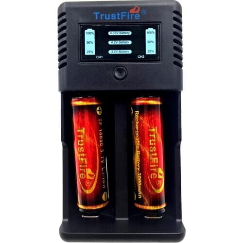 TrustFire TR-019 Intelligent Fast Li-ion Battery Charger 2 Slots+2*TrustFire Protected 18650 2400mAh 3.7V Rechargeable Batteries