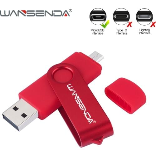 WANSENDA USB Flash Drive OTG Pen Drive 256GB 128GB 64GB 32GB 16GB 8GB 4GB Rotation Pendrive 2 in 1 Micro USB Stick Memory Disk