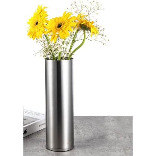 Flower Vase Decorative Centerpiece For Home or Wedding SUS304 Stainless Steel, 11" Tall (Silver)