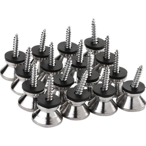 Guitar Bass Chrome Metal End Pin Strap Buttons Locks Cushion Screws (16Pcs)