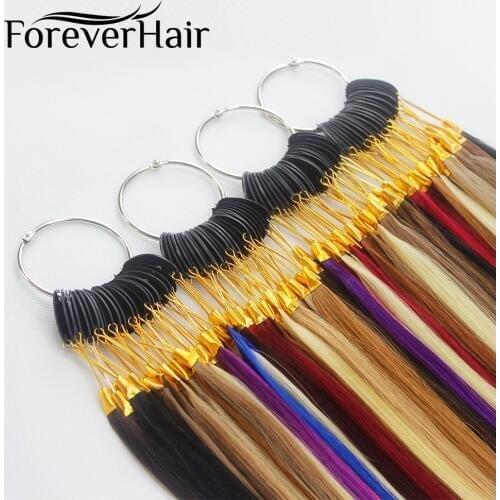 Forever Hair 100% Remy Human Hair Color Rings/ Color Charts 32 Colors Available Can Be Dyed For Salon Sample Free Shipping