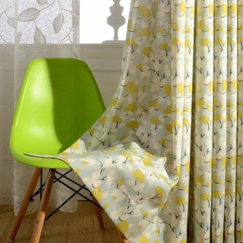 Yellow Leaf Print Blackout Curtains for Living Room 1 Panel Cotton Linen Charming Jinya Home Decor Bedroom Kitchen Window Drapes