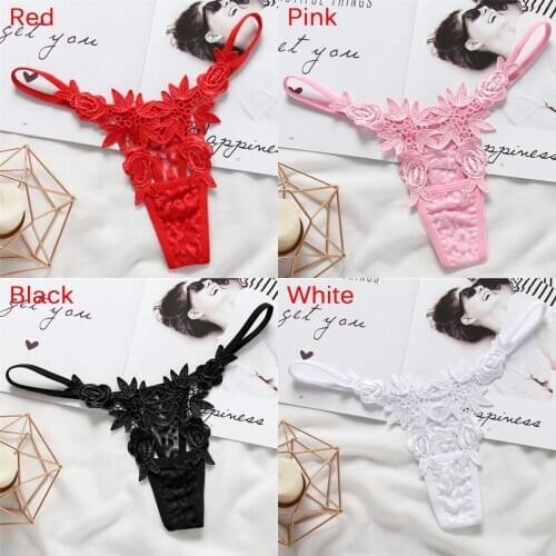 Womens Lace Thongs And G Strings Embroidery Flower Briefs Panties Sexy Underwear Female Erotic Lingerie Transparent Panties
