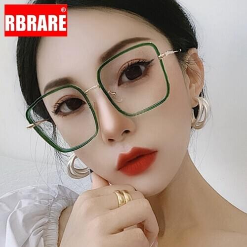RBRARE Anti-Blue Light Metal Glasses Frame Women Retro Square Eyewear Frame Women Glasses Luxury Brand Clear Lens Gafas De Mujer