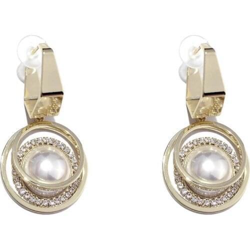 2021 New Korean Hot Sale Statement S925 Needle Pearl Earrings Female Gold Chain Crystal Earrings for Women Fashion Jewelry