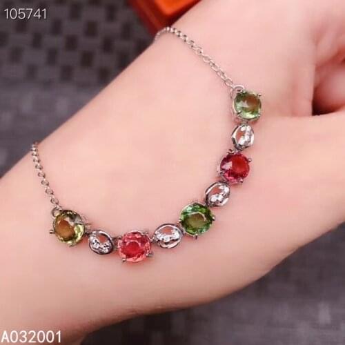 KJJEAXCMY fine jewelry natural Tourmaline 925 sterling silver new women gemstone hand bracelet support test luxury popular
