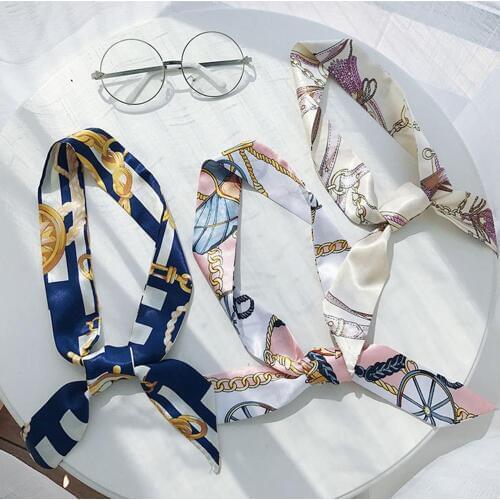 1PC Hot Mini Twill Floral Scarf Handle Tie Bag Belt Strap Handbag Accessories Headband Ribbon Bow Tie Decoration Bag Accessories