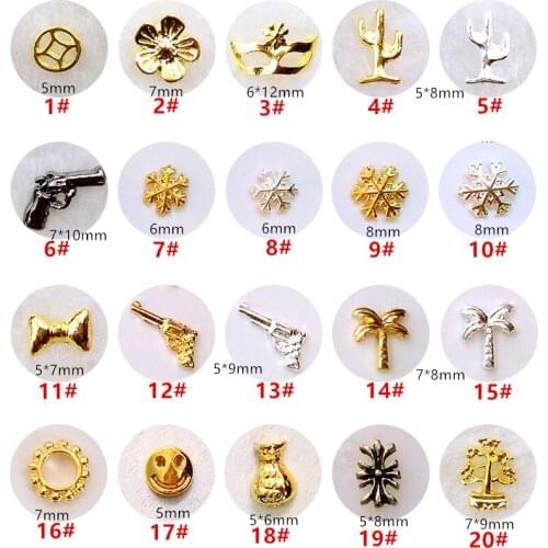 10pcs/lot Japan Korea 3D Alloy Nail Decorations Metal Coin Snowflake Bow Nail Accessories DIY Charm Styling Tools Nail Art Parts