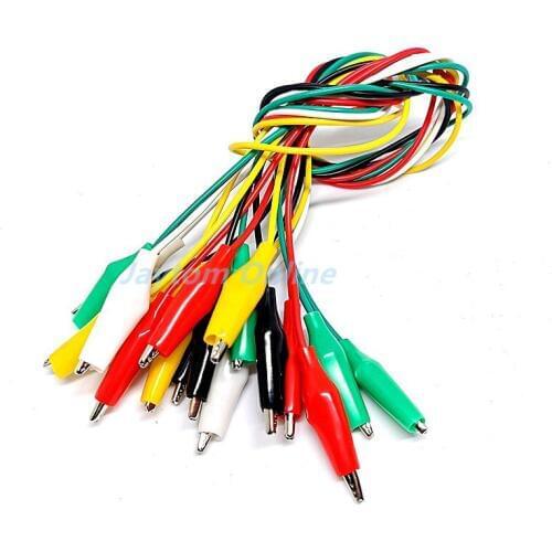 10pcs Alligator Clips 28mm Electrical DIY Test Leads Alligator Double-ended Crocodile Clips Roach Clip Test Jumper Wire 50cm
