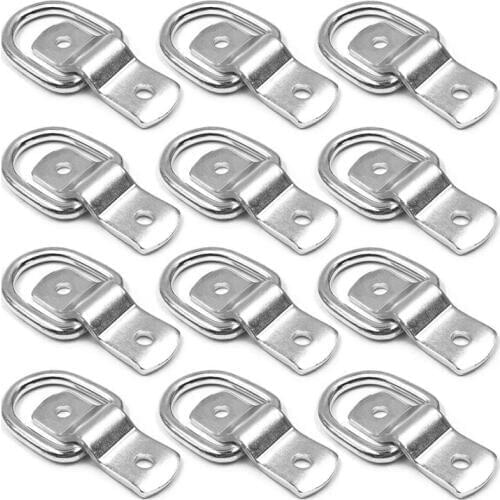 12 Pack D-Ring Tie Downs, 1/4 Inch D-Rings Anchor Lashing Ring For Loads On Trailers Trucks Rv Campers Vans Atv Suv Boats Heavy