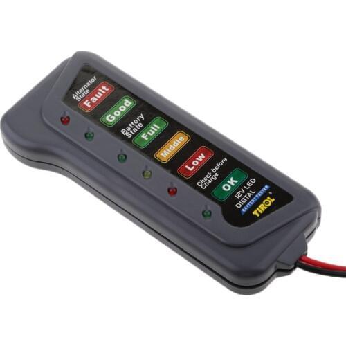 12V Car Battery & Alternator Tester, Test Battery Condition & Alternator Charging Tester for Car Motorcycle (6 LED indication)