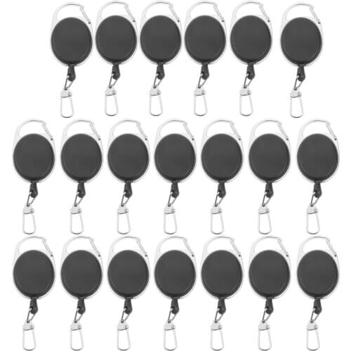 20pcs Extendable Wire Key Ring Retractable Keyring Key Finder ID Card Holder