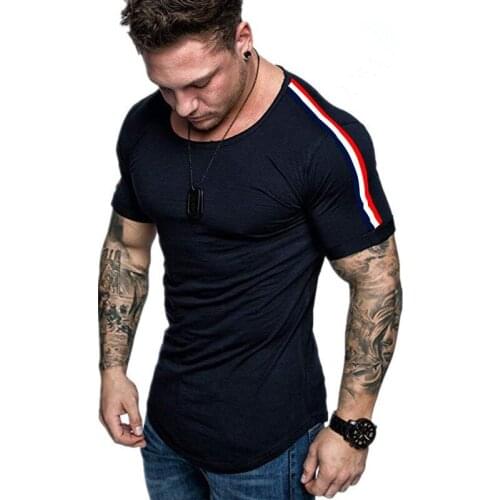 2021 Summer New Tops Men T Shirt Fitness Solid Color T-shirts Mens O neck Man Short-Sleeved T-shirt Plus Size Men Clothing