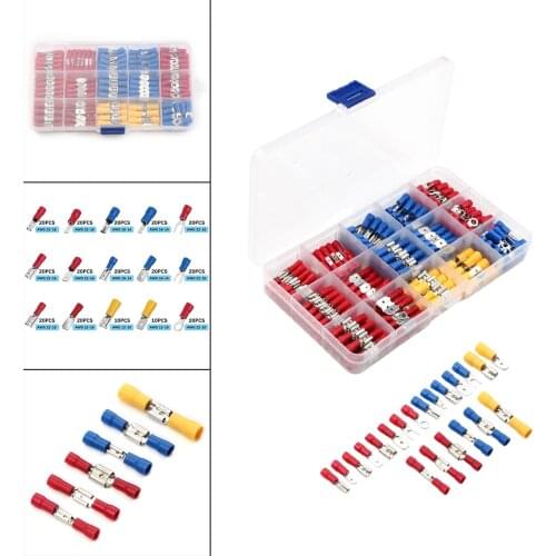 Insulated Electrical Wire Terminal Connectors Spade Crimp Ring Fork Butt Splices 280 Pieces