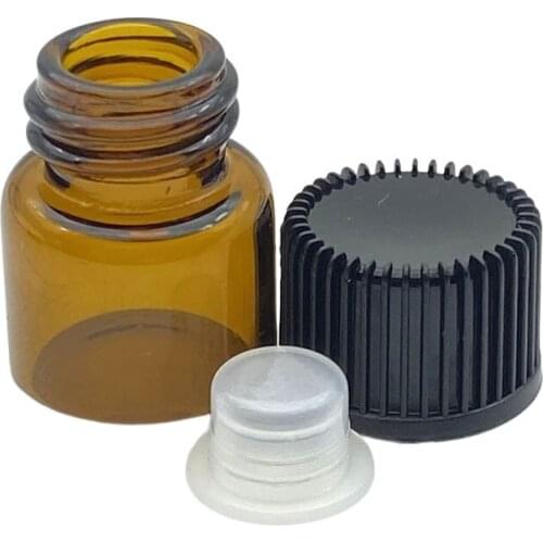 300pcs 1ml Amber Glass Vials Mini Essential Oil Bottle Small Perfume Bottles with no hole tip