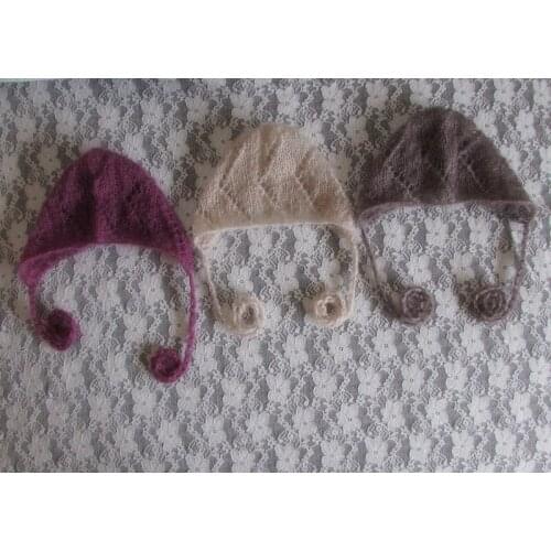 5 pieces/lot Crochet Mohair Hats Baby Photography Props Newborn Knitted hat Infant Photo Props Baby Birthday Gift