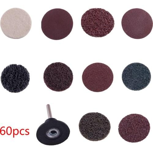 60pcs 2" 50mm Type R Roll Lock Quick Change Discs Die Grinder Sanding Pads Set Abrasives Rough Fit For Roloc