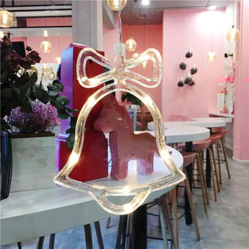 8 Led Christmas Bell Light Glass Christmas Party Holiday Window Decorative Sucker Lamp Battery Powered Holiday Light