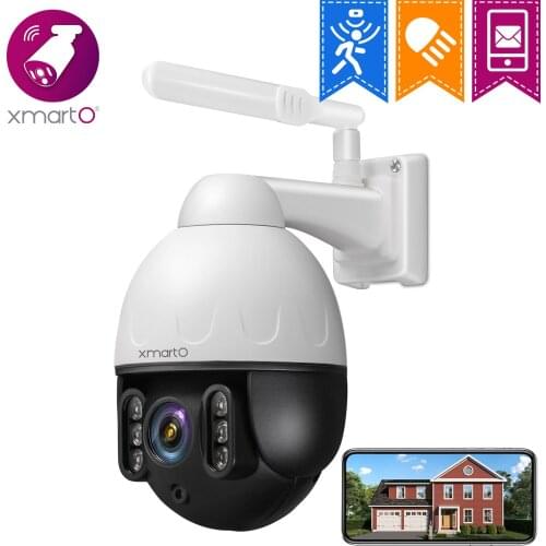 XMARTO 2K SHD Security Camera Outdoor Wireless, with Pan Tilt Zoom, Auto Flood Light, 2-Way way audio, weatherproof funcitons