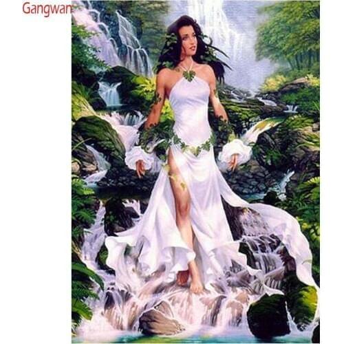 Diamond Painting Full Square New Arrival Girls waterfall landscape Hobby Diamond Embroidery Portrait Rhinestones Pictures decor