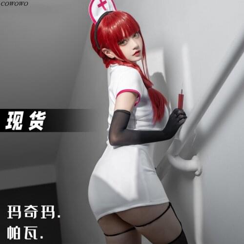 Anime! Chainsaw Man Power Makima Nurse Uniform Dress Cosplay Costume Halloween Party Role Play Outfit Daily Clothing Women NEW