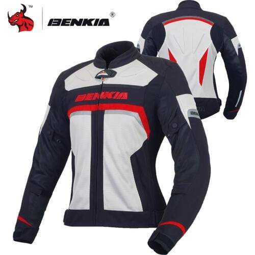 BENKIA Women Motorcycle Jacket Chaqueta Moto Summer Breathable Mesh Moto Jacket Protective Gear Jaqueta Motociclista