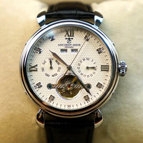 Vintage Mens Automatic Watches Luxury Mens Mechanical Watch Business 45mm Stainless Steel Waterproof Wristwatches Reloj Hombre