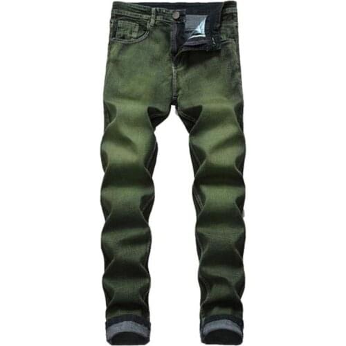 New Arrival Men Green Jeans Straight Pants Casual Denim Pants 2021 Brand Biker Jeans Big Size Male Jeans