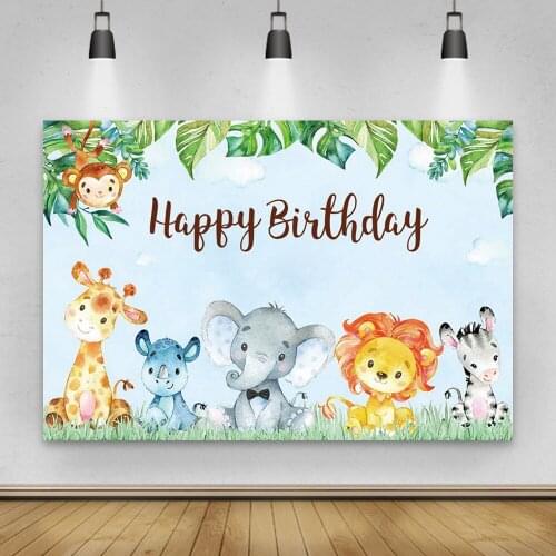 Laeacco Tropical Jungle Forest Safari Baby Birthday Party Photography Backdrop Newborn Customized Photo Background Photo Studio