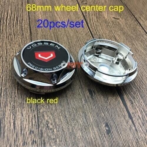 20X Black red 68mm 2.67" Auto Accessries Wheel Center Centre Cap Car Hub Cap For Vossen Badge Cover Sticker logo