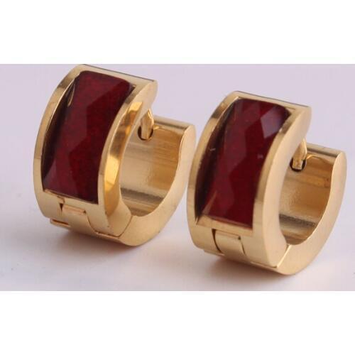Red color Bright Powder Section Acrylic 316L Stainless Steel Stud Earrings for women wholesale