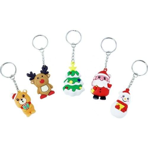 Creative PVC Silicone Christmas Toy for School Keychain Pendant Small Gift Bag Car Key Ornament