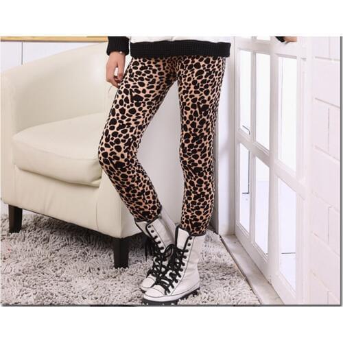 Free Shipping New Girls' Leopard leggings Children Fall Winter Warm Thicken Pants Baby/Kids Clothing For 2-6yrs Fashion Trousers