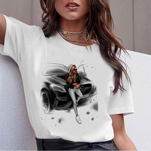 Fashion Girl Summer T-shirt 2021 New Oversized T-shirt Ms. Nail Polish T-shirt Women Casual White T shirts Tops Tees Streetwear