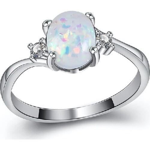 Fashion Rings 925 Silver Jewelry Oval Shape Opal Zircon Gemstone Finger Ring for Women Wedding Party Gift Accessories Wholesale