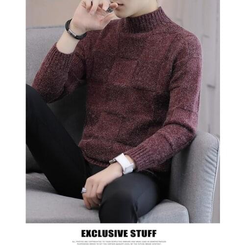 2020 high-quality mens semi-turtleneck sweater Autumn/winter new style thickened loose sweater Korean style personalized mens