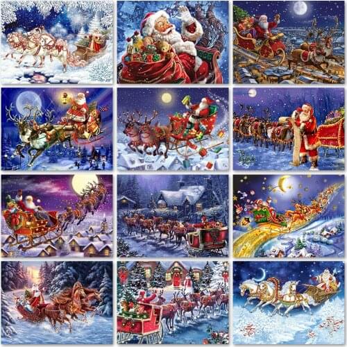 ZOOYA Diamond Painting Christmas Full Drill Santa Claus Diamond Embroidery Cross Stitch Kits Rhinestones Mosaic Art Home Decor