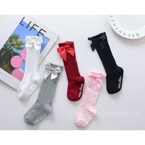 Newborn Socks Baby Boy Kids Socks Toddlers Girls Big Bow Knee sock High Long Soft Cotton Lace Baby Socks Kids Baby Girl Socks