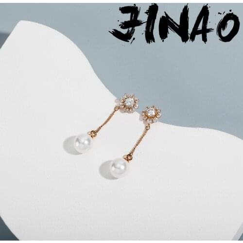 JINAO 2021 NEW Long Earrings With Pearl Pendant High Quanlity Freshwater Pearl Earings Wedding Earrings Jewelry Gift