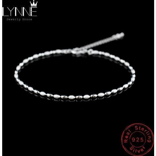 New Fashion Ladies Small Meter Bead Chain Anklet 925 Sterling Silver Olive Grain Beaded Anklets Bracelet Women Foot Jewelry Gift