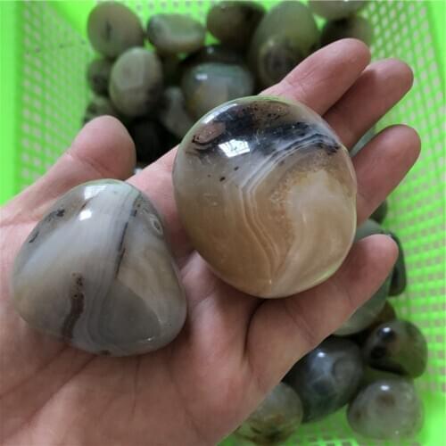 Wholesale cheap price of natural moss agate polished Aquatic agate crystal palm stone