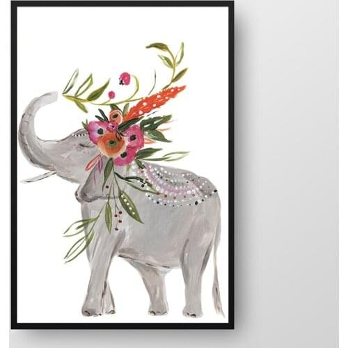 Elephant Watercolor Poster and Print Mandala Animal Art Canvas Painting Wall Picture for Living Room Modern Home Decor No Frame
