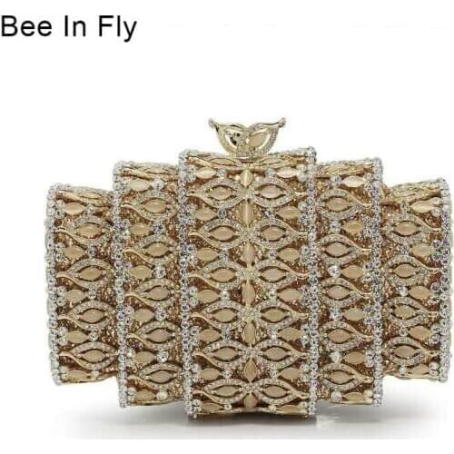 Luxury Rhinestone Women Handbags Crystal Bag Evening Metal Clutches Purse Hollow Out Diamond Wedding Clutch Party Bags