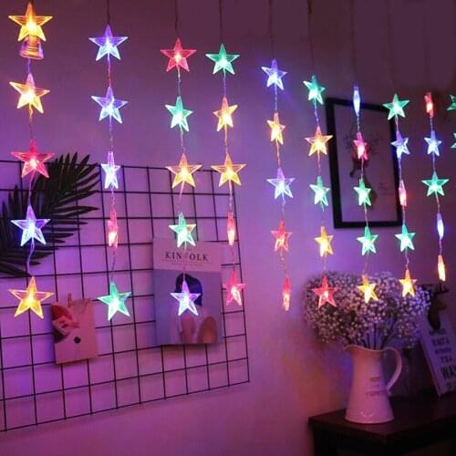 2.5M 10X5LED Full Star Icicle Christmas LED String Light Party Wedding Light Romantic Star Curtain Fairy String Light