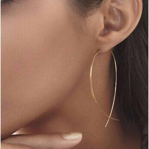 KISSWIFE 2018 New Fashion Punk Gold Color Simple Long Wire Fish For Women Fine Long Ear Earrings Jewelry