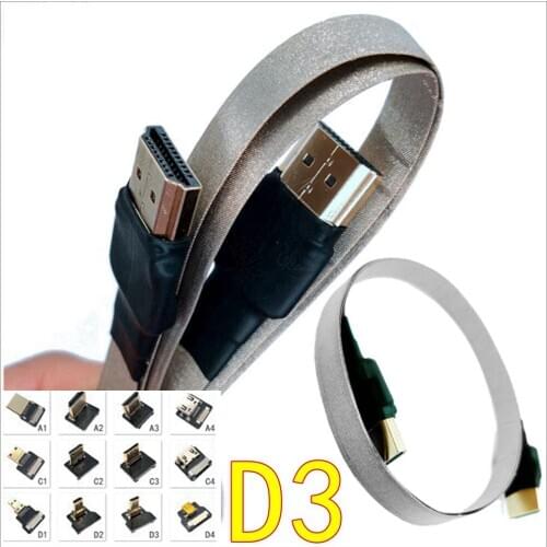 HDMI-compatible Cable Micro HDMI Down Angle Male to Mini HDMI FPC Flat Cable Anti-interference Multicopter Aerial Photography