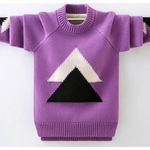New girls' fleece-lined sweater thickened knitwear warm base pullover childrens clothing 8-15 years old